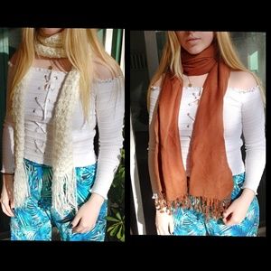 Neutrals fringe scarf bundle